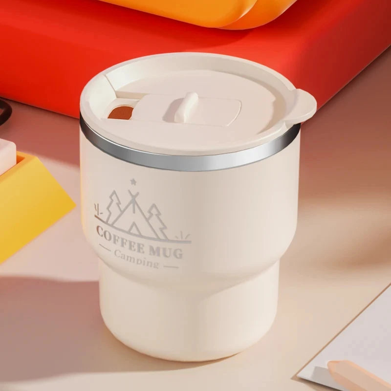400ml 304 Stainless Steel Double Layer Thermal Cup, Insulated Water Mug for Office Milk Coffee, Student Portable Sealed Tumbler