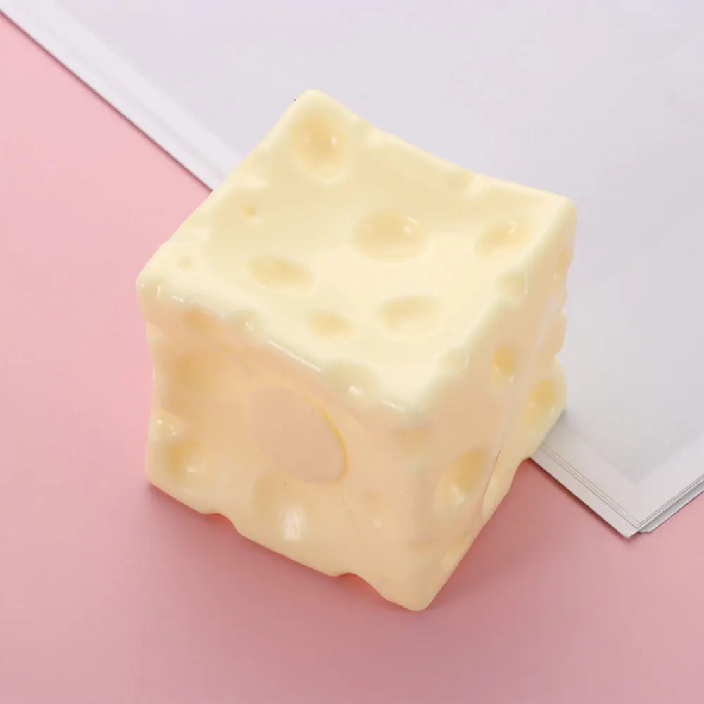 Shapeable Jumbo Cheese Cube Stress Ball Non-Bounce Anti-Stress Cheese Squeeze Fidget Toy Squishy Texture ASMR Sensory Stress Toy