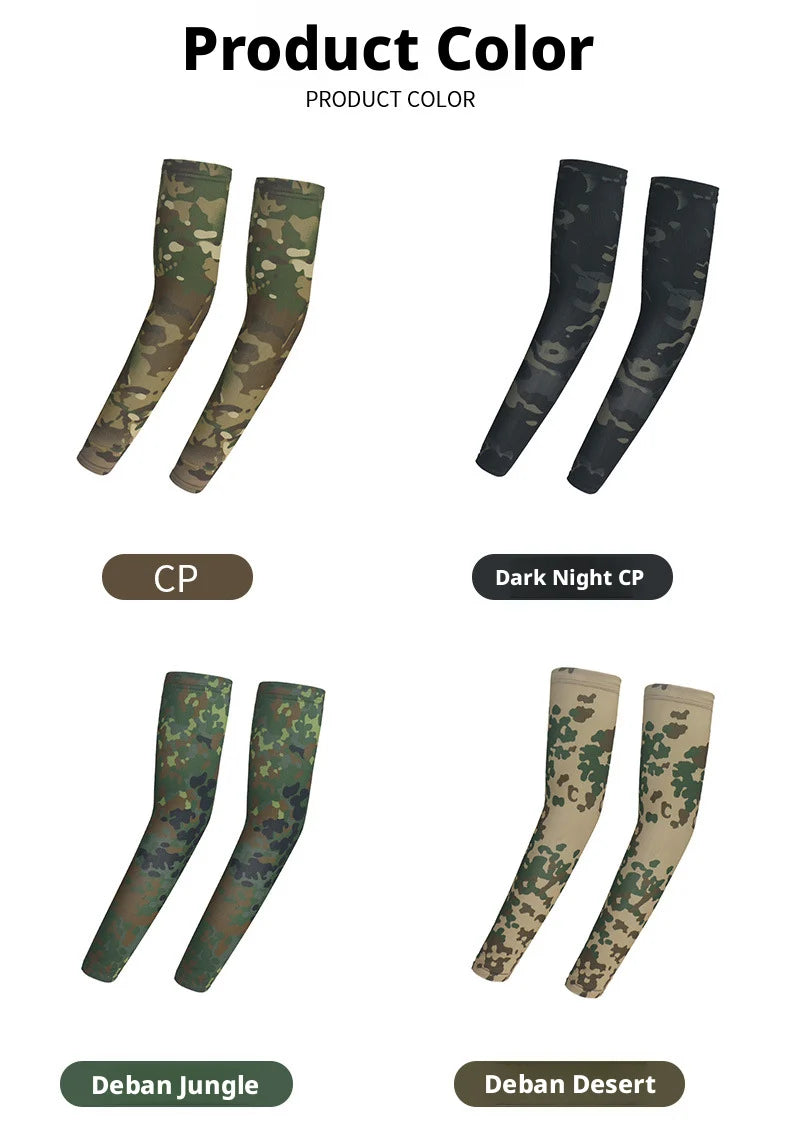 Cooling Arm Sleeves Tactical Camo Sun Protection Breathable Ice Silk UV Guard