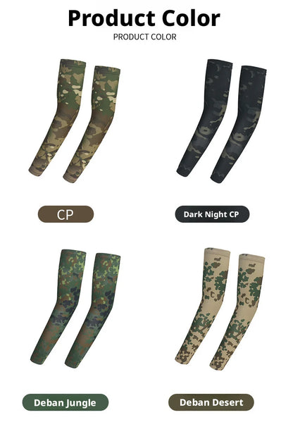 Cooling Arm Sleeves Tactical Camo Sun Protection Breathable Ice Silk UV Guard