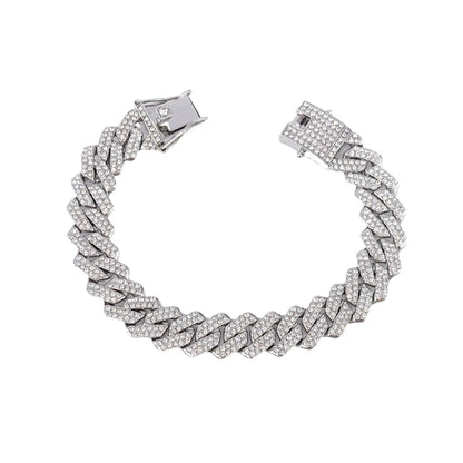 Fashion Men Cuban Link Iced Out Necklace 14MM width Rhinestones Chain Rapper CZ Cuban Chain Necklace Hip Hop Birthday Jewelry