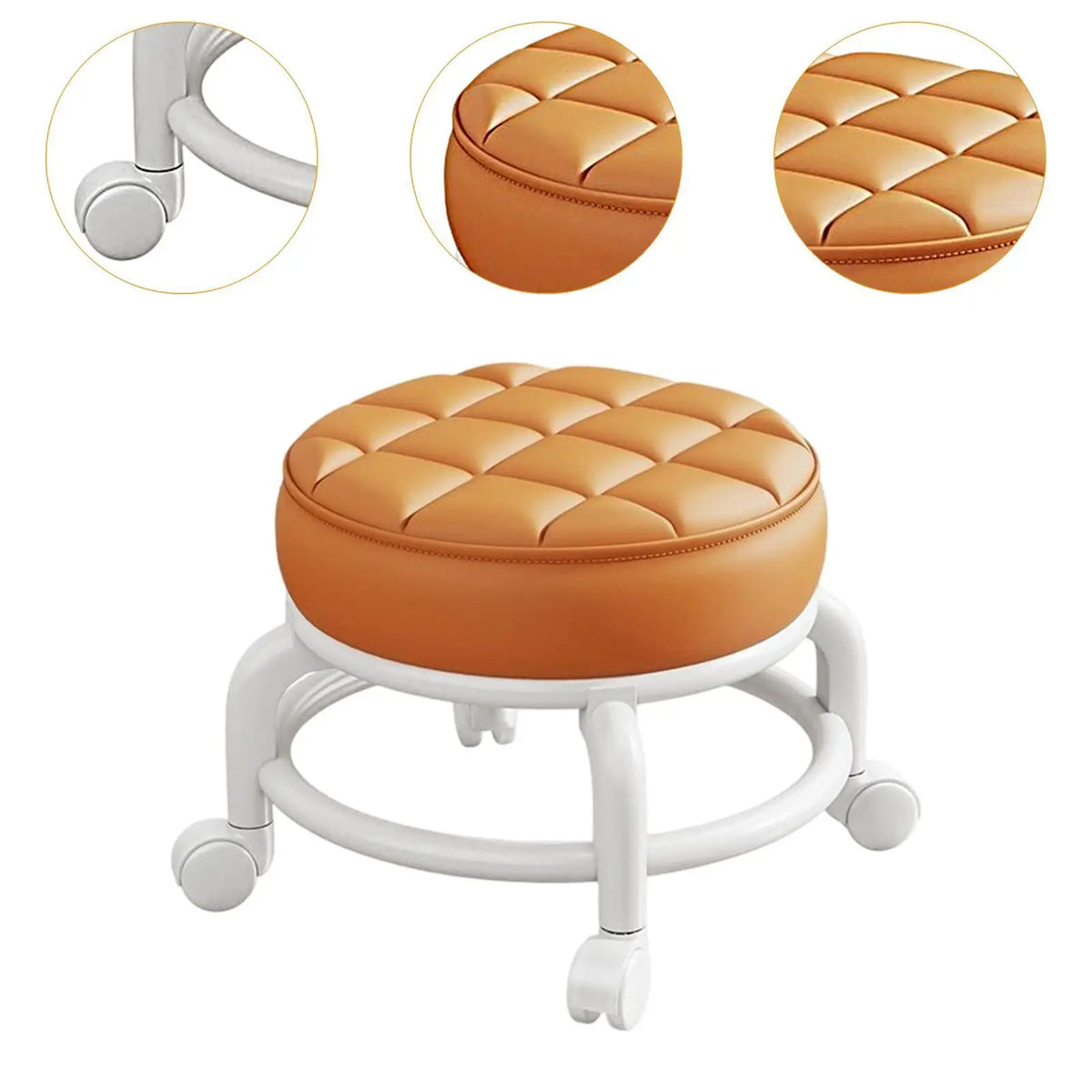 360° Rotating Low Roller Seat Stool Kids Women Heavy Duty Pulley Wheels Stool for Living Room Barber Shop Garage Home Salons