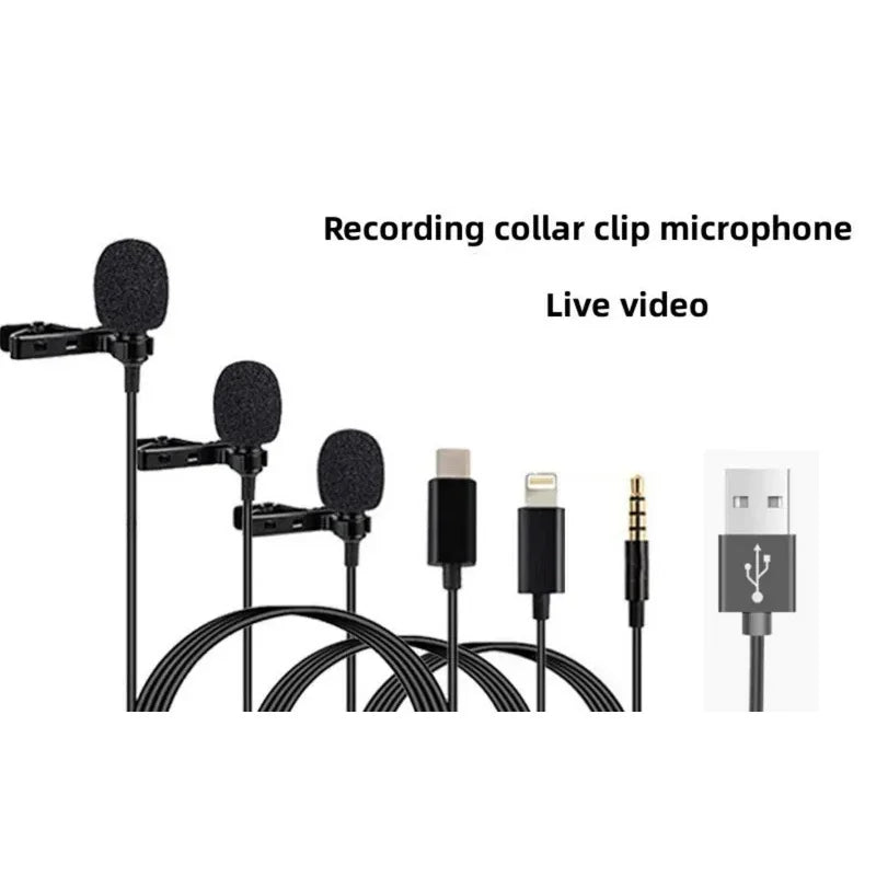 MC01 Portable 1.5m Wired Mini Microphone Type C For Phone PC Laptop Metal Clip-on Lavalier USB mic 3.5mm Condenser Microphone