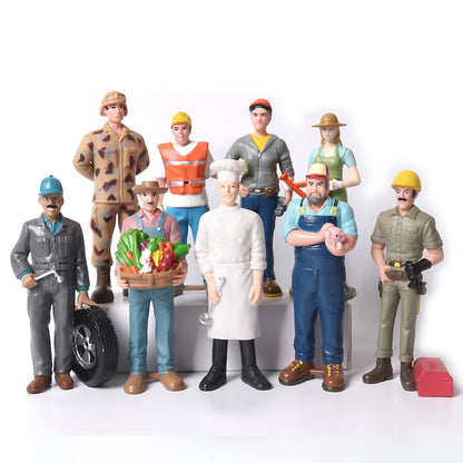 Realistic Professionals Pretend Career People Figures,Representing a Variety Of Occupations From Fire Fighter to Nurse Figurines