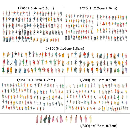 100Pcs/Bag 1:100/1:150/1:75/1:50 Scale Plastic People Figures Model Building Passengers DIY Character Mixed Color Pose Kids Toys