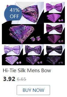 Hi-Tie Mens Bow Tie Hanky Cufflinks Set White Black Gray Silver Pre-tied Butterfly Knot Bowtie for Male Wedding silk Business
