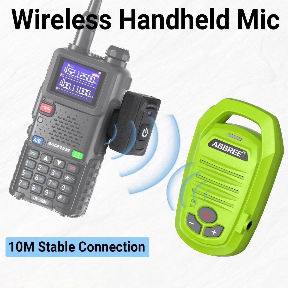 ABBREE Wireless Bluetooth Speaker Microphone Handheld Mic For Baofeng UV-28 UV-21 PRO UV-32 Quansheng UV-K6 TK11 Walkie Talkie