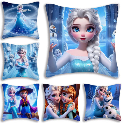 Cute Cartoon Frozens Elsas Pillow Covers Cartoon Sofa Decorative Home Double-sided Printing Short Plush Cute Cushion Cover