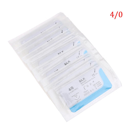 12PCS 75cm 2/0 3/0 4/0 Dental Surgical Needle Silk Braided Medical Thread Suture Surgical Practice Kit Student Supplies