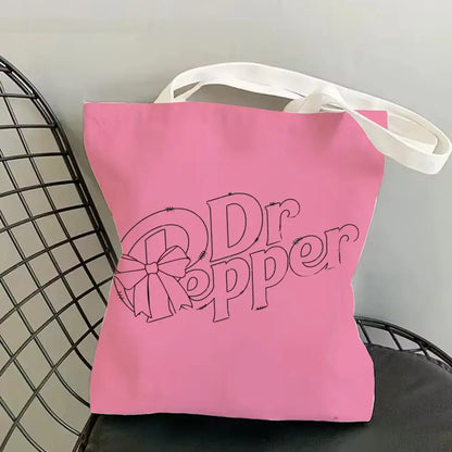 Classic Red Drink D-Dr P-PePper Storage Bags Canvas Double-Sided Print Fashion Shoulder Tote Shopping Bag Gift Eco Handbags