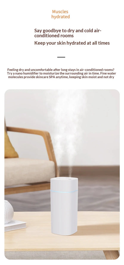 Mini USB Dual Spray Humidifier Desktop Air Purifier for Home Bedroom Portable Aromatherapy Moisturizing Air Cleaner