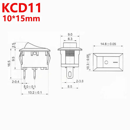 5/20/100pcs Auto Car Truck Boat Rocker Switch 250V 3A 2Pin ON/OFF Toggle SPST Switches Rocker Switch 10x15mm 15*21mm