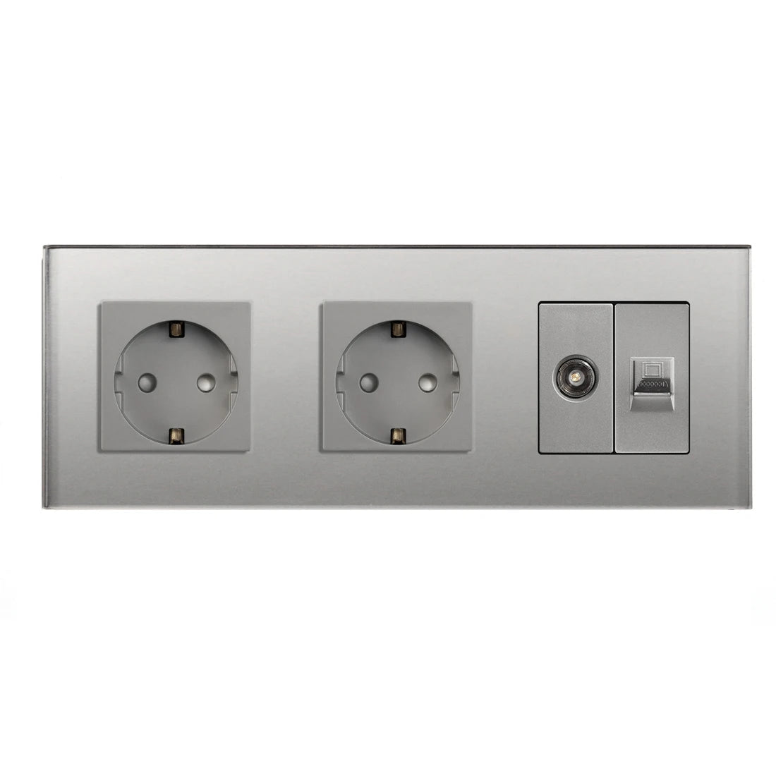 Bingoelec Grey Smart Light Switch and WiFi Wall Socket with Crystal Glass Panel Switches with Sockets Home Improvement