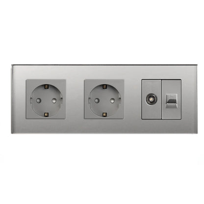 Bingoelec Grey Smart Light Switch and WiFi Wall Socket with Crystal Glass Panel Switches with Sockets Home Improvement