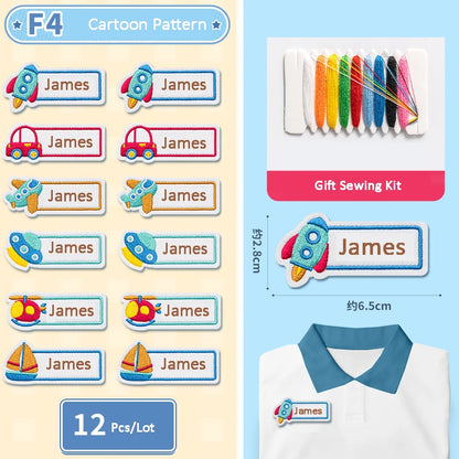 Customized Name Embroidery Stickers Sewing Tag For Kids Children Cloth Schoolbag Towel Washable Name Label