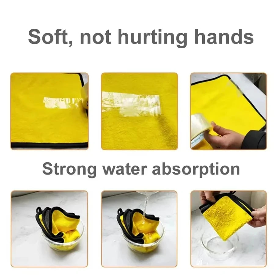1/2/3/6/10pcs 30X60cm Microfiber Car Cleaning Towels Soft Quick Drying for Windows Mirrors Wiping Rags Double Layer Wash Cloth