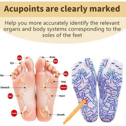 2 Types Reflexology Socks Set Tool Acupressure Acupuncture Trigger Point Foot Pain Relief Remedy Acupoint Massage Foot Care Tool