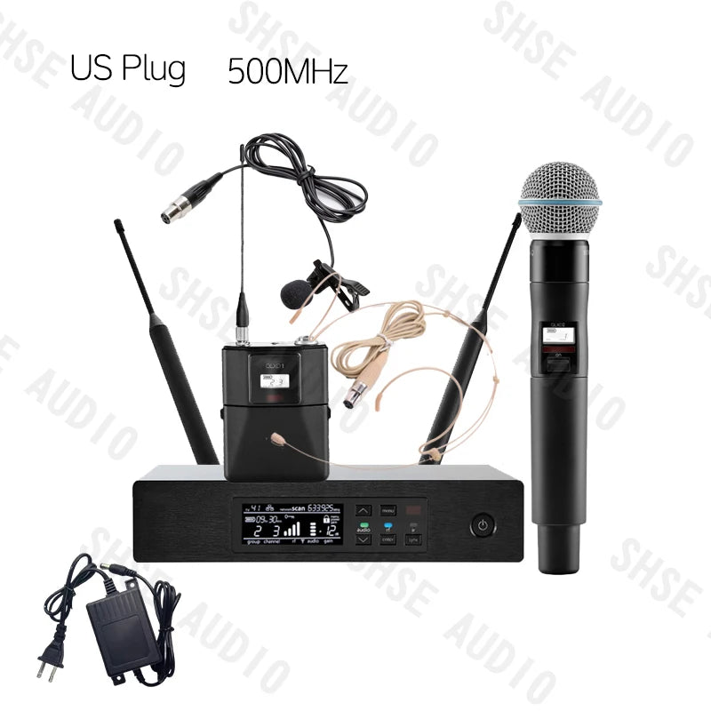 Qlxd B58 Headband Lavalier Professional Wireless Microphone Set Stable Transmission Suitable for Stage Performance Equipment