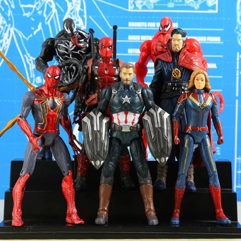 Avenger Hero Venom Deadpool Steel Spider-Man Doll Model Hand-made Ornaments Toys Anime Anime Figure