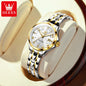OLEVS 2910 Original Quartz Watches for Women Rhombus Steel Strap Waterproof Luminous Calendar Elegant Luxury Ladies Wristwatches