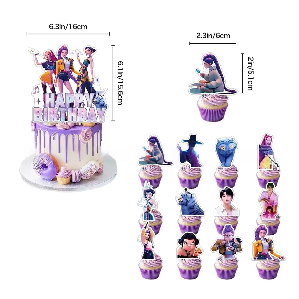 K-pop Kids Birthday Party Supplies All-in-One Decor Set-Paper Tableware Cups Candy Box Gift Bags Banner for Festive Celebrations