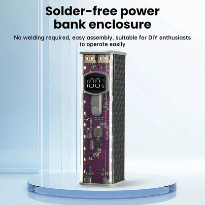 22.5W/45W 18650 Power Bank Case Fast Charging DIY Transparent Battery Storage Box Digital Display USB Type-C Battery Holder