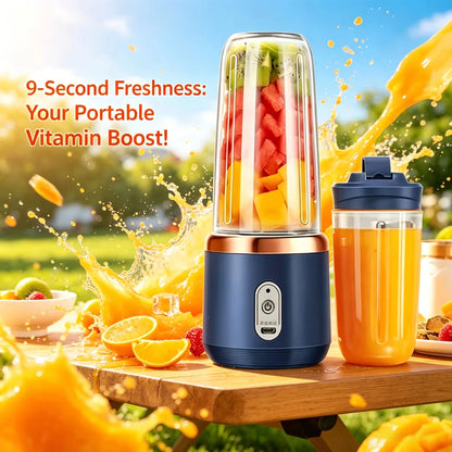 6 Blades Double Cups Portable USB Rechargeable Mini Electric Juicer Bottle Personal Fruit Smoothie Blender Home Gym Camping