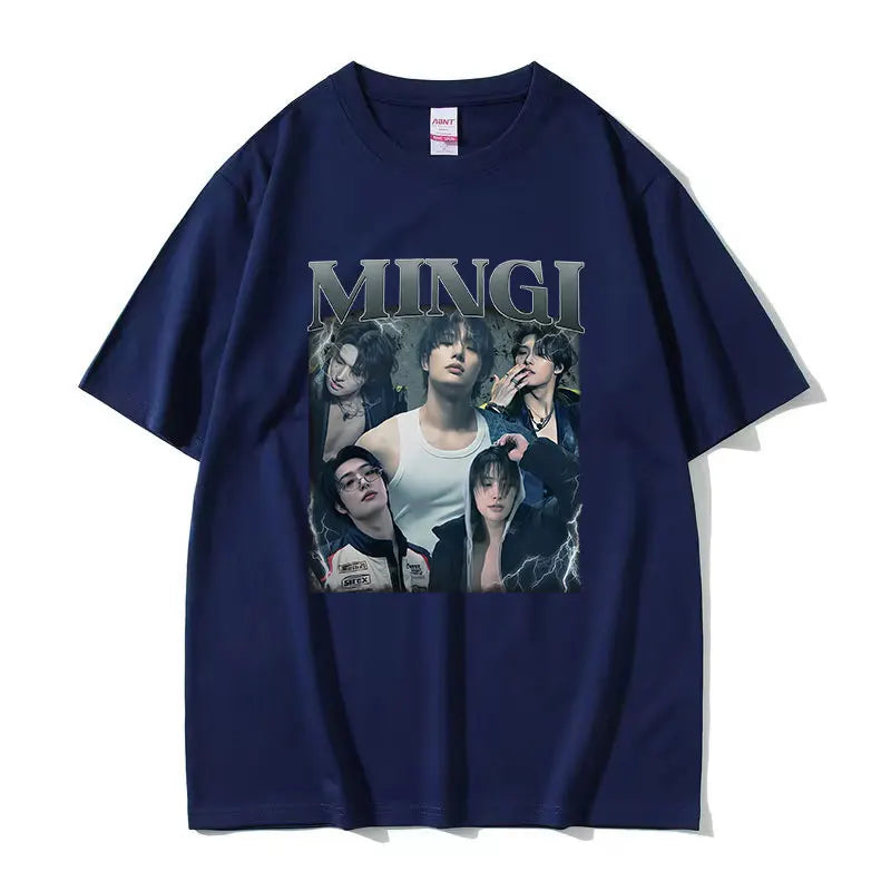 Kpop Ateez Mingi 2026 Graphic T Shirt Men's Hip Hop Korean O-Neck Short Sleeve T-shirts Glothing Fashion Vintage Cotton T-shirt