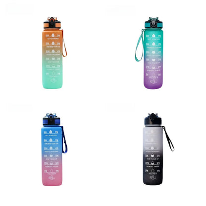 Gradient Color 1000ml Plastic Water Bottle with Straw Leak-Proof Sports Water Bottle for Outdoor Travel Fitness Cycling