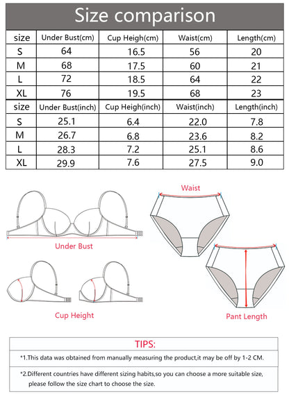 Women's sexy lace lingerie set with steel rims, gathered push ups, adjustable shoulder straps, comfortable lingerie set A2157