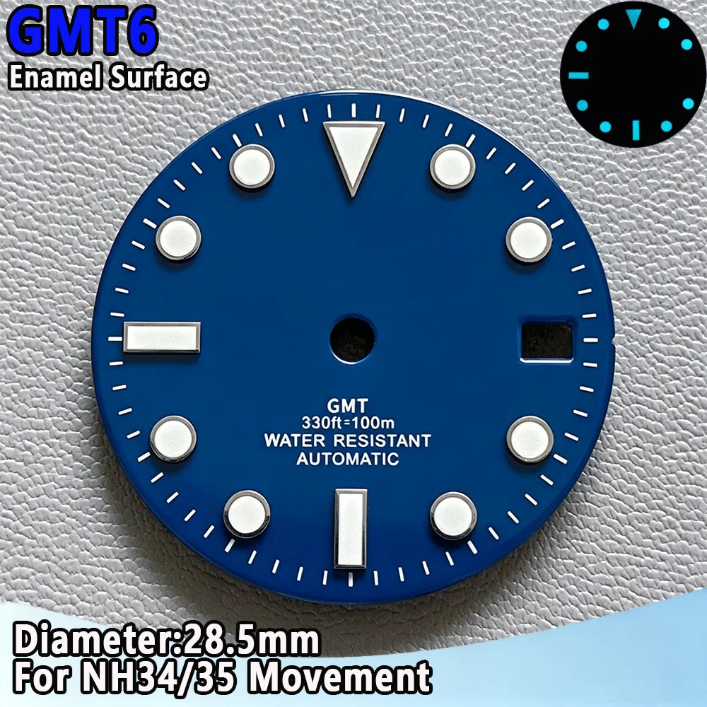28.5mm NH35 Watch Dial Luminous Dials Single Calendar Dial Suitable For NH35 Movement Can Support DIY Dial Customization Logo