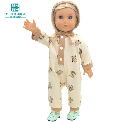 Fits 17-18inch American Doll and New Born Doll Clothes Fashion Dresses, Hooded Jumpsuit, Cardigan Strap Skirts Toys Gifts