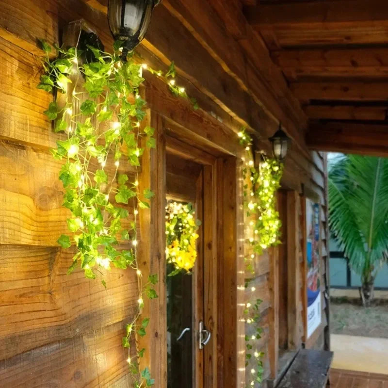 7M/12M/17M Maple Leaf Vine Fairy Lights String LED Solar Light Garden Decoration Waterproof Solar Lamp Wedding Christmas Garland