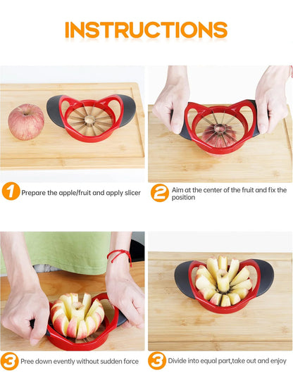 Stainless Steel Apple Cutter Corer And Slicer Lightweight Anti-slip Handle Kitchen Tool for Easy Fruit Preparation