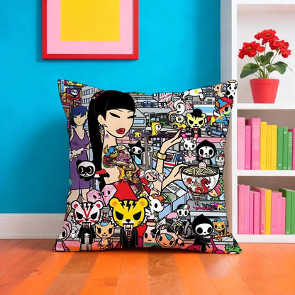 T-tokidoki Anime Pillow Case Pillow Case Plush Fabric Soft Double Sided Print Home Sofa High Quality Cushion