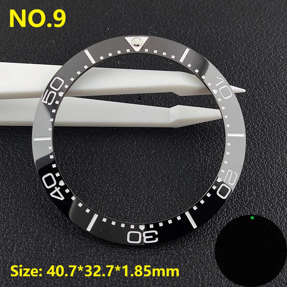 39.3*31.7 or 40.7*32.7mm Sloping Luminous Ceramic Bezel Insert Replacement of watch accessories Ceramic Bezel Insert