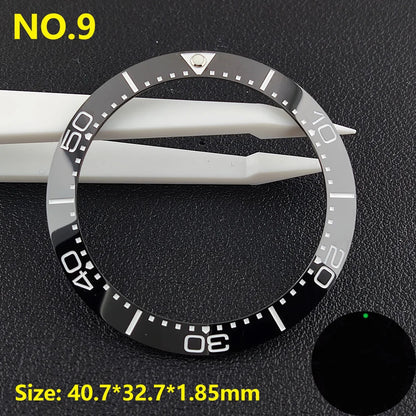 39.3*31.7 or 40.7*32.7mm Sloping Luminous Ceramic Bezel Insert Replacement of watch accessories Ceramic Bezel Insert