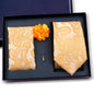 Elegant Ties For Men Classic Paisly Neck Tie Pocket Square Brooch Set With Gift Box Mens Business Wedding Suit Accessories