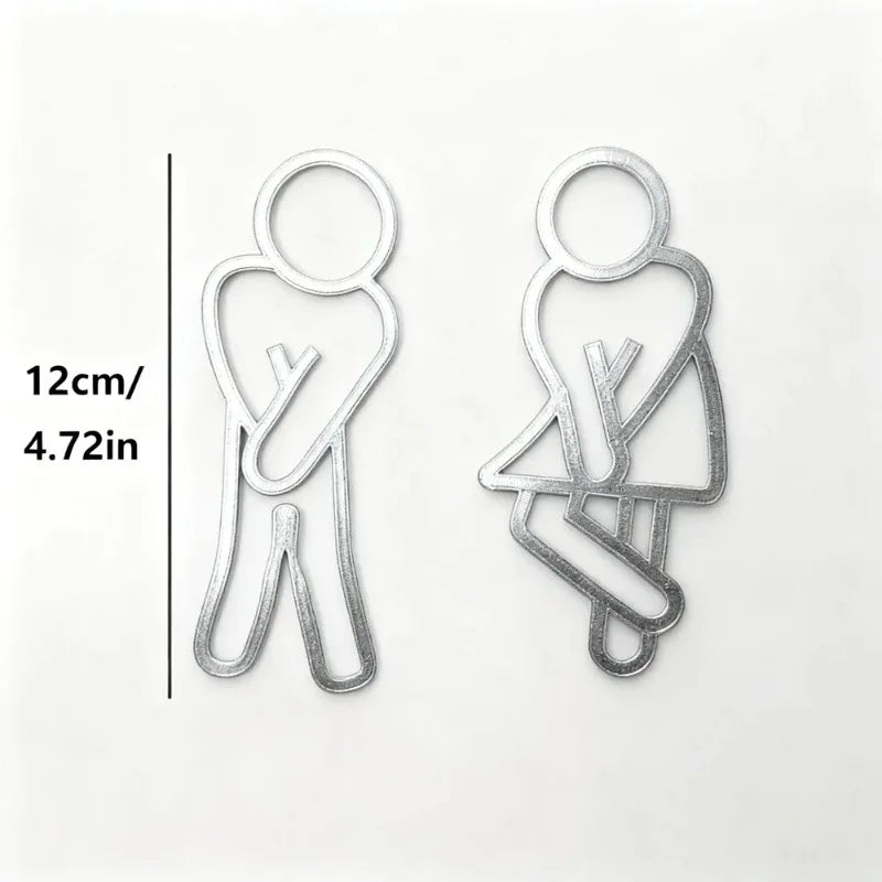 Modern Restroom Door Sign Men Women WC Hanging Plaque Contour Style for Guest Bathroom Home Hotel Wall Decor Daily Use Sign