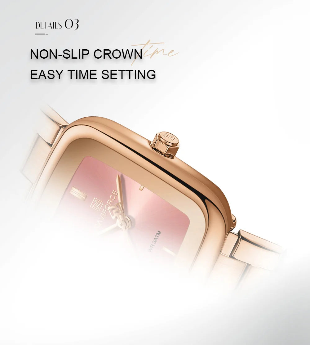 NAVIFORCE Women Quartz Watch Retro Fashion 3ATM Waterproof Stainless Steel High Quality Durable Elegant Daily Ladies Wristwatch