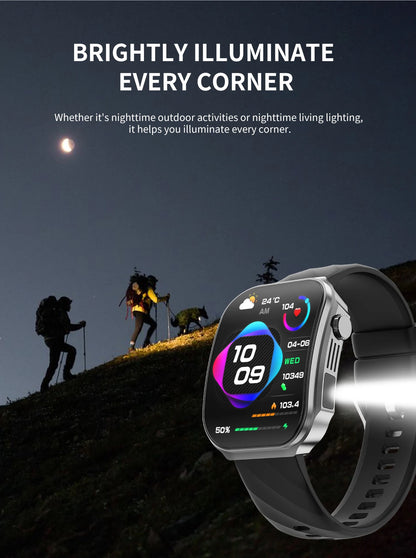 LIGE Nowy smartwatch z zakrzywionym ekranem 3D o przekątnej 2,2 cala z podświetleniem LED, termometrem, monitorem zdrowia, połączeniami BT i funkcjami sportowo-fitnessowymi
