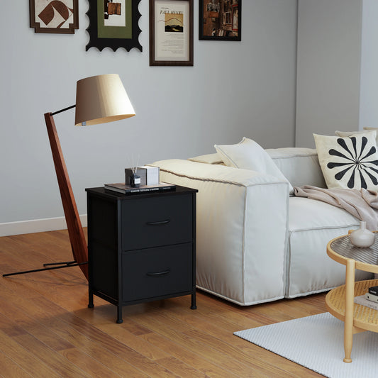 SONGMICS Nightstand with 2 Non-Woven Fabric Drawers, Chest of Drawers for Bedroom, Closet