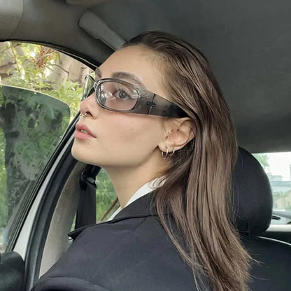 New Y2K Silver Sunglasses Out Future Sense Of Technology Hot Girls Net Red Sun Glasses Women Glasses Trendy Men UV Eyewear