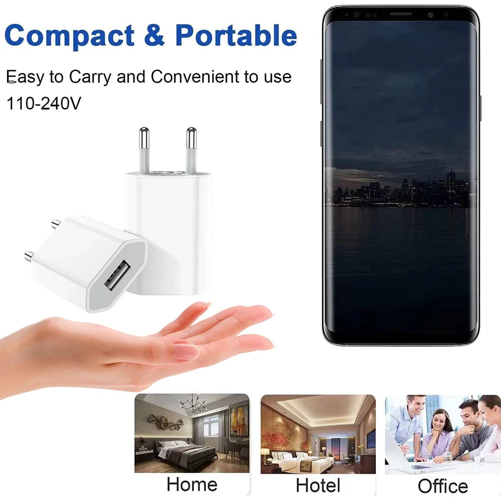 1-5Pcs Universal 5V 1A EU Plug USB Home Travel Mobile Phone Charger For Samsung Xiaomi Redmi  Huawei Charger Power Wall Adapter