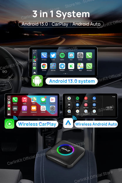 CarlinKit CarPlay Ai Box Android 13 SM6225 8 Cores 64GB 128GB Car Smart Streaming Box Wireless CarPlay Android Auto For Netflix