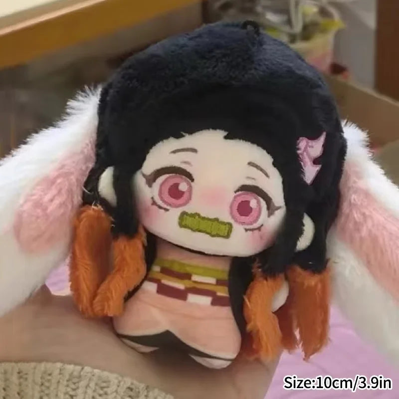 Demon Slayer Figure Anime Plush Doll Fans Gift Q Version Toy Gifts Kamado Nezuko Keyrings Cartoon Character Keychains Bag Charms
