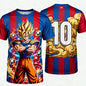 Summer 2026 Dragon Ball Wukong "Super Barcelona 10" Football Theme 3D Print Breathable Quick Drying T-shirt Adult Parent Top