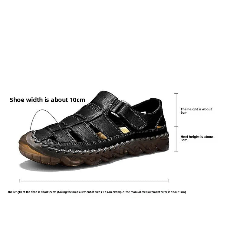 Large Size Summer New Men's Beach Sandals Outdoor Casual Leather Bag Head Wear-resistant Breathable Men's Shoes