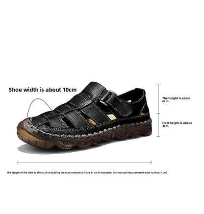 Large Size Summer New Men's Beach Sandals Outdoor Casual Leather Bag Head Wear-resistant Breathable Men's Shoes