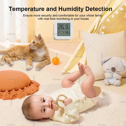 Tuya Zigbee 3.0 Smart Home Temperature Humidity Sensor with LCD Screen Work With Alexa Echo Plus Home Assistant Z2M Need Gateway